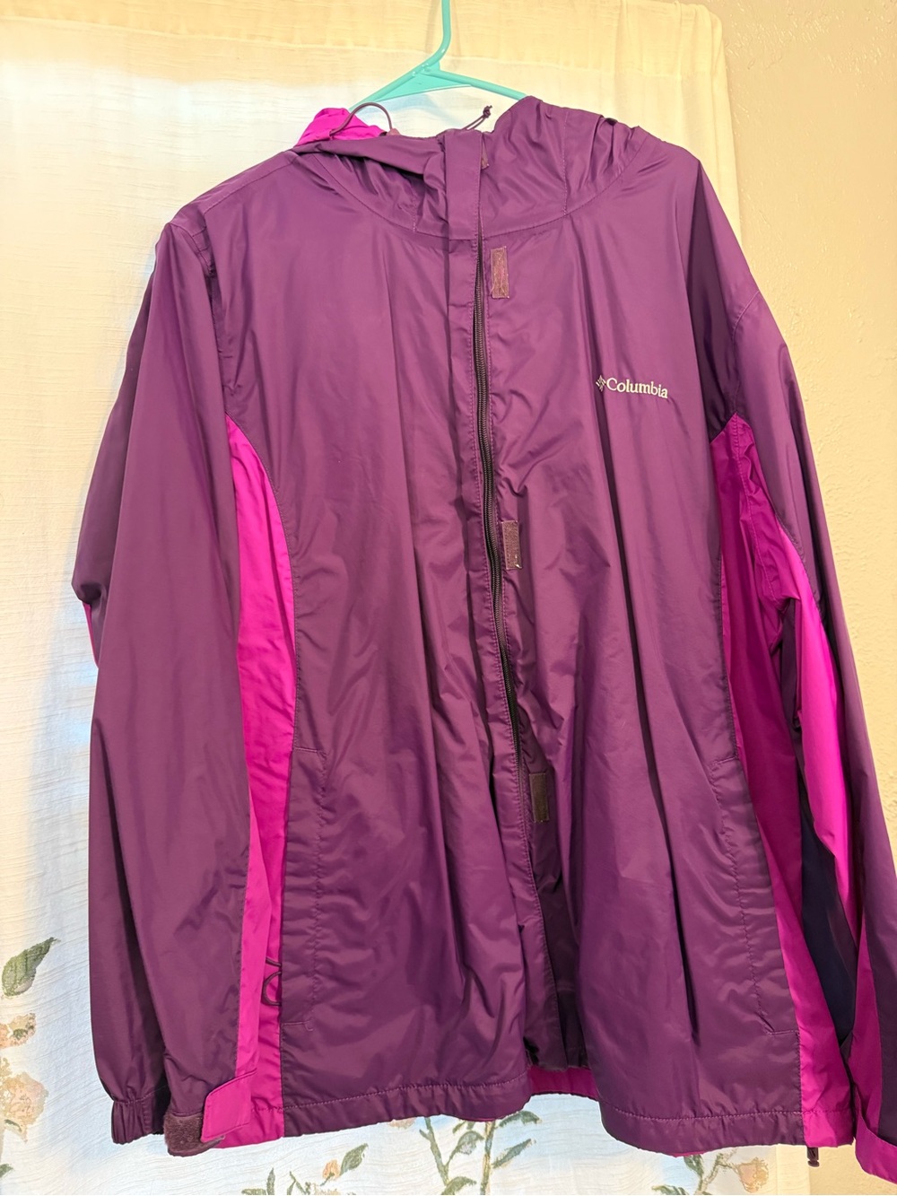 Columbia Women's Magenta and Dark Purple Hooded Jacket